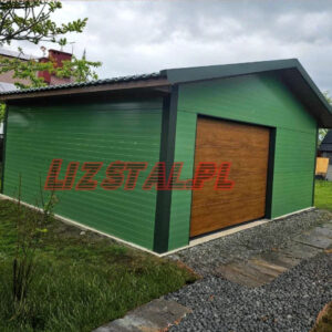 garaż ocieplony 5,70x5,90 brama segmentowa złoty dąb RAL 6011